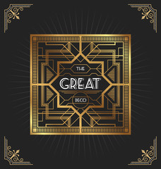 Art deco frame design for your design such as invitation, print, banner. Vector illustration