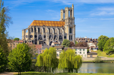 Collégiale Notre-Dame de Mantes-la-Jolie, Yvelines,  - obrazy, fototapety, plakaty
