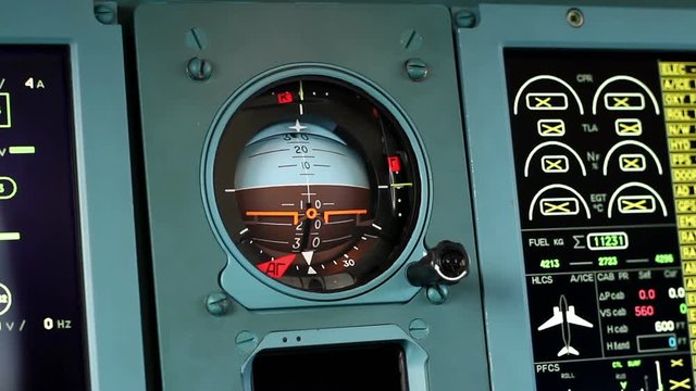 Aircraft building. View inside the cockpit of a passenger plane.
