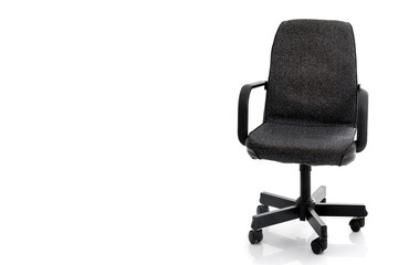 Fototapeta premium The office chair from black leather and fabric. Isolated