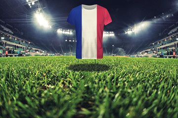 France national flag on t-shirt on football stadium