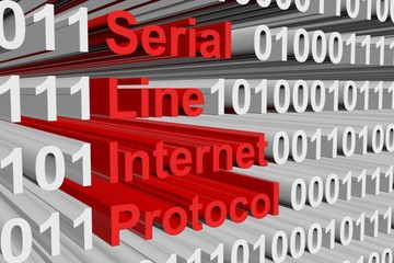 Obraz premium Serial Line Internet Protocol in the form of binary code, 3D illustration