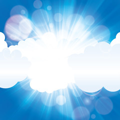 Beautiful sun ray in the clouds with blue sky - 109983372