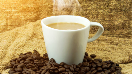 Coffee and coffee bean on Fabric handmade.