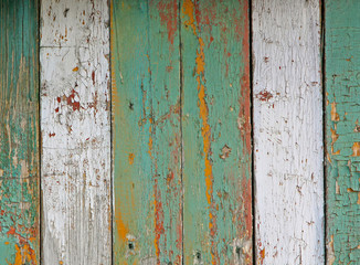 The wall of the old boards. Retro wooden texture. Abstract background. Aged wood. Blackboard with shabby paint. Country vintage style.