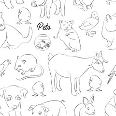 Animals pets vector pattern