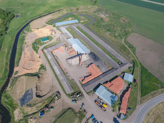 Top view of a small factory for firing bricks.