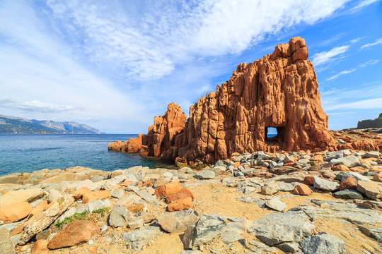 Famous Rocca Rossa (Red Rock) in Arbatax, Sardinia