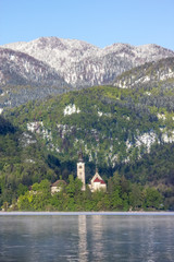 Fototapeta na wymiar Bled, Slovenia - small church on the island