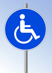 Verkehrsschild Rollstuhlfahrer mit Behinderung blau