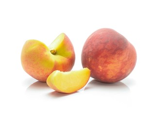 Peach fruit on white background