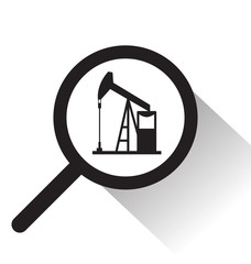 vector magnifying glass with Oil pump icon
