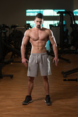 Fototapeta na wymiar Young Bodybuilder Posing In The Gym