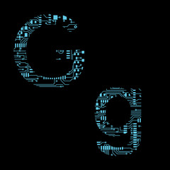 Circuit board alphabet letter G Vector Illustration