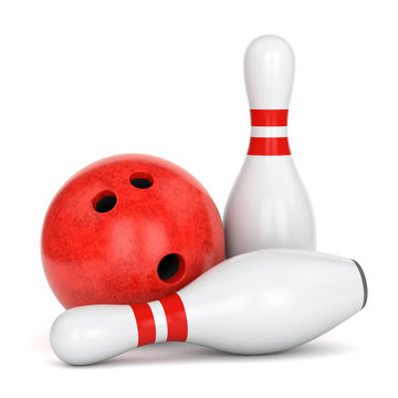 Two Bowling Pins And Ball