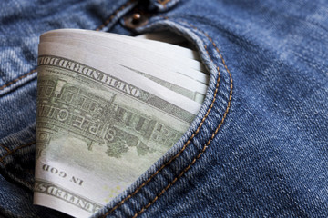 U.S. dollars in the jeans pocket

