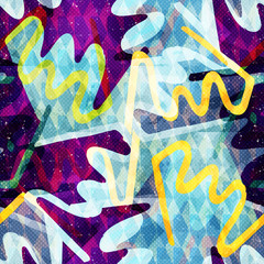 Naklejka premium grunge colored graffiti seamless pattern vector illustration