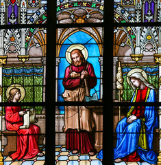 Stained Glass - Jesus studying