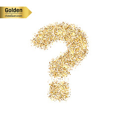 Naklejka premium Gold glitter vector icon of question mark isolated on background. Art creative concept illustration for web, glow light confetti, bright sequins, sparkle tinsel, abstract bling, shimmer dust, foil.
