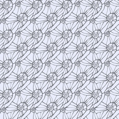 Seamless pattern with ornamental stylized abstract seashells