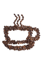 coffee beans forming coffee cup.
