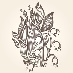 Lilies of the valley flower. Vintage engrave illustration.