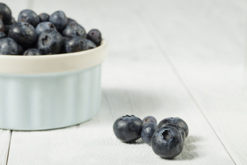 blueberries in white bowl