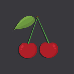 Cherry Flat Vector. Icon. Isolated 