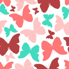 Fototapeta na wymiar Seamless pattern with colorful butterflies. Vintage style 