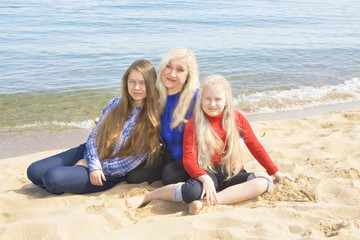 Family on beach