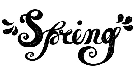 Spring Quote. Spring season or springtime. Spring hand drawn lettering rough typography. Spring typography design element for posters, greeting cards, invitations.