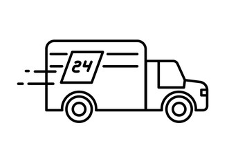 Fast delivery 24 hours truck logo or icon