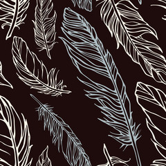 Obraz premium Seamless pattern with decorative feathers 