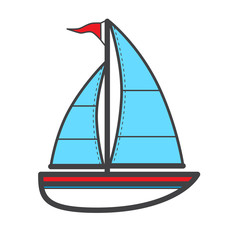 Vector illustration of sailing ship, logo or icon