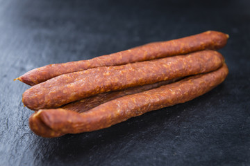 Slate slab with a Mettwurst (German cuisine)