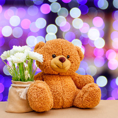 Nice and cute teddy bear with blured background