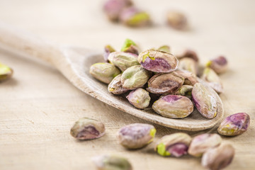 Portion of peeled Pistachios