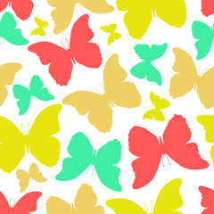 Fototapeta na wymiar Seamless pattern with decorative colorful butterflies
