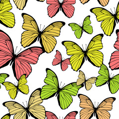 Fototapeta premium Seamless pattern with decorative colorful butterflies
