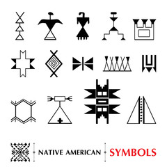 Vector collection with Native American symbols isolated on white background. Ethnic ornament elements. Set of ancient American decor. Tribal elements in contour style for native design. 