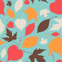 Seamless pattern with stylized silhouette leaves