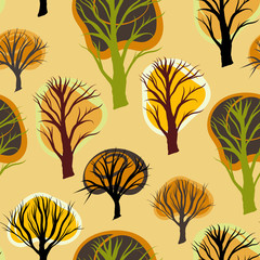 Fototapeta premium Seamless pattern with decorative trees