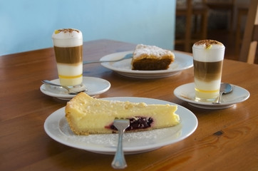 Coffee with cheese cake for couple