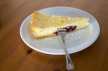 Homemade cheesecake  with cherry marmalade