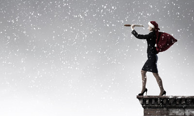 Fototapeta premium Santa woman in search
