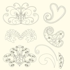Cute paisley pattern Turkish cucumber for design of fabrics, tableware, wallpaper, isolated, vector