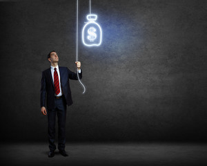 Man with concept balloon