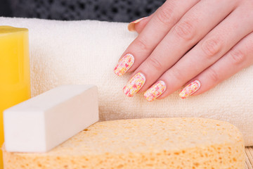 Manicure - Beauty treatment photo of nice manicured woman fingernails.