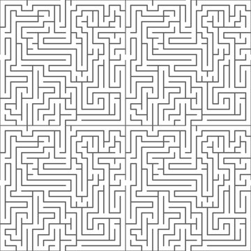 Black maze on white, seamless pattern