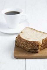 bread and dark coffee